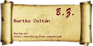 Bartko Zoltán névjegykártya